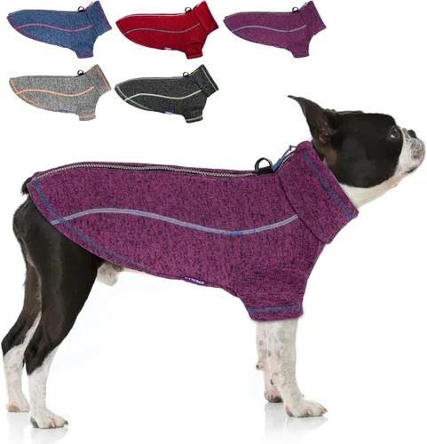 Vista 10 de cyeollo Chaqueta de forro polar para perro, suéter con forro polar con cremallera, chaquetas reflectantes para perros pequeños, abrigos de invierno
