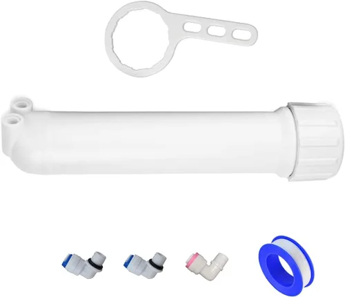 Vista 10 de Kit de carcasa de membrana de ósmosis inversa Huining 50GPD-1812/2012 con conector rápido de 1/4, válvula de retención, tubería de agua, llave