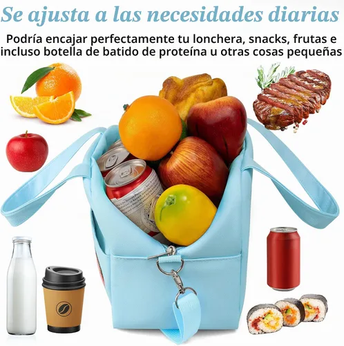 Vista 6 de Lonchera para mujeres con aislamiento personalizada para adultos con correa de hombro ajustable, linda lonchera reutilizable y congelable, bolsa