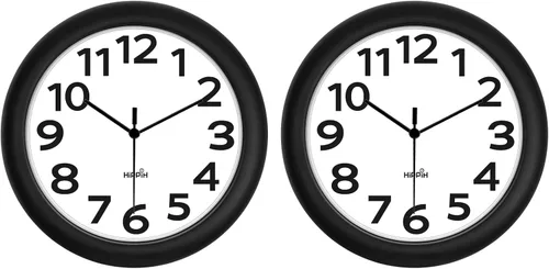Vista 10 de HIPPIH Pack de 2 Relojes de Pared Silenciosos, de 12 Pulgadas, Sin Tictac, Digitales, de Barrido Silencioso, Decorativos, Funcionan