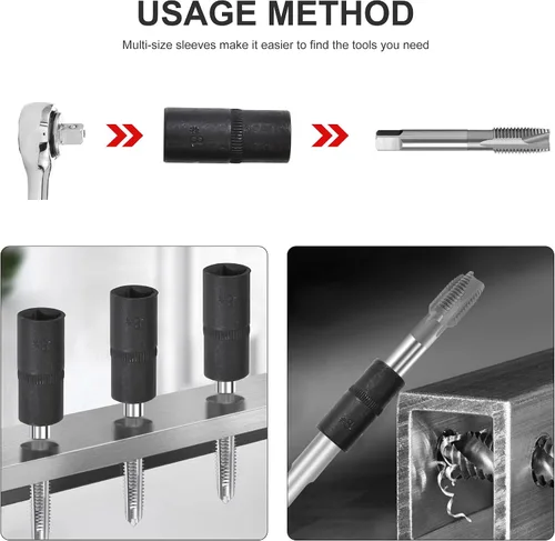 Vista 2 de Juego de 10 soportes de grifo de 1/4 "Dr 3/8" Dr Tap Socket Set Magnético