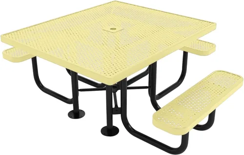 Vista 88 de COATEDOUTDOORFURNITURE Mesa de picnic cuadrada de 46 pulgadas, expandida, color negro