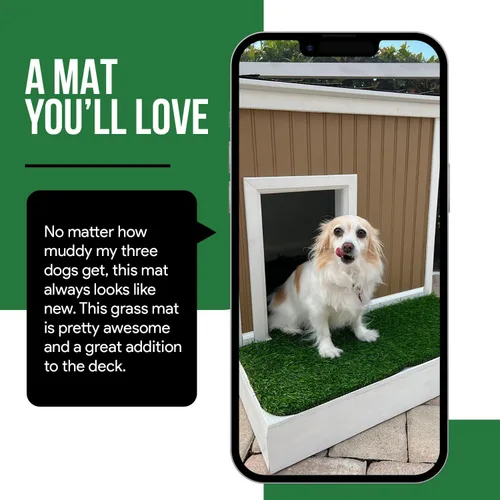 Vista 6 de MAYSHINE Césped artificial para perros, césped artificial para interiores y exteriores, tapete para perros con cuchillas suaves, césped artificial