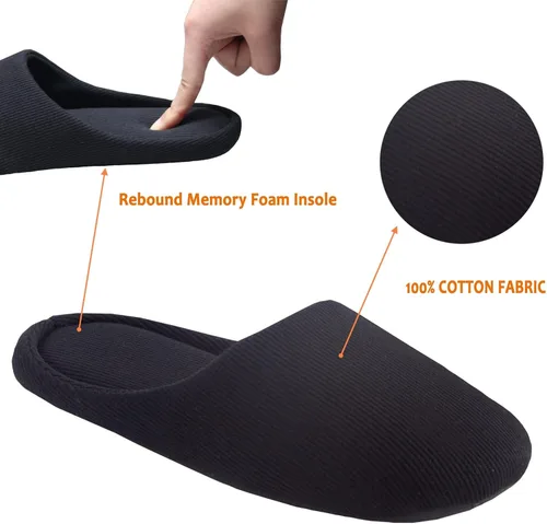 Vista 3 de ofoot Pantuflas de casa de espuma viscoelástica de algodón lavable para mujer, para el hogar, para interiores, para dormitorio, ligeras