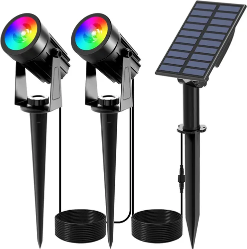 Vista 14 de T-SUNUS Luces Solares de Navidad para Exteriores Blancas 6000K IP65 Impermeables 2 en 1 Reflectores de Paisaje, Cable de 9.8 pies con Panel Separado