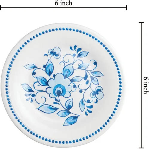 Vista 2 de UP UPware - Platos redondos de melamina azul y blanca para postre, platos pequeños para servir, para aperitivos, aperitivos y guarniciones, azul, 6