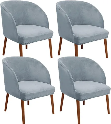 Vista 27 de Juego de 2 fundas de terciopelo elástico para sillas de comedor, con respaldo curvo moderno, protector de silla para sala de estar, dormitorio, Beige