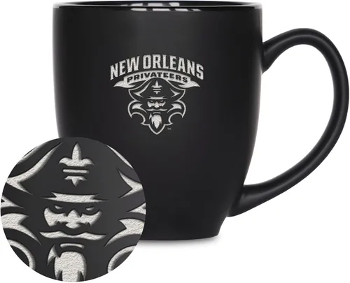 Vista 216 de Rico Industries - Taza de cerámica mate negra con grabado láser estándar de 15oz para NCAA (escuelas T & U) - Para bebidas calientes o frías