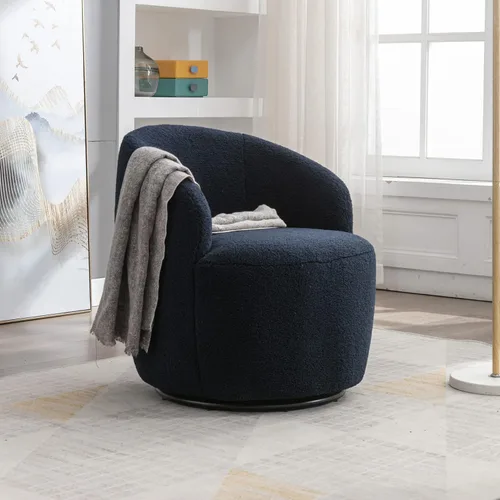 Vista 43 de Silla giratoria decorativa, moderna silla tapizada de barril con respaldo ergonómico y cojín cómodo, sillón individual de ocio para sala de estar