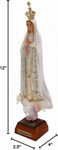 Vista 10 de Estatua de Nuestra Señora de Fátima con ojos de cristal de 12 pulgadas fabricada en Portugal
