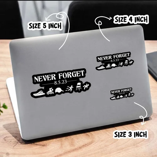 Vista 2 de Never Forget - Calcomanía de tendencia divertida para silla plegable blanca Fightin, calcomanía impermeable, calcomanía para accesorios