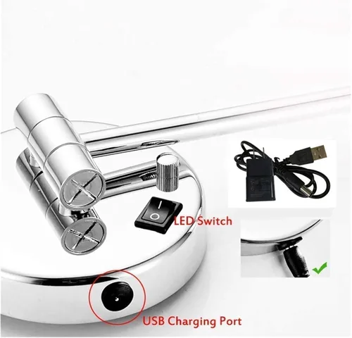 Vista 6 de Makeup Mirror LED Makeup Mirror Double-Sided Wall Mounted Bathroom Mirror Vanity Makeup and Shaving Mirror 8 inch 3X Magnification