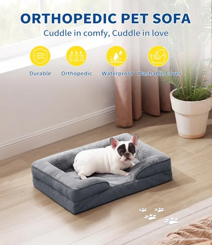 Vista 2 de Made4pet - Cama ortopédica para perro, sofá para perros pequeños, cojines de espuma de apoyo para mascotas con funda extraíble lavable, espuma