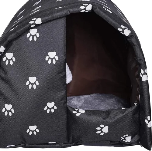Vista 3 de Casa de invierno para gatos para exteriores, resistente a la intemperie, impermeable, impermeable, plegable, relleno de algodón grueso, refugio