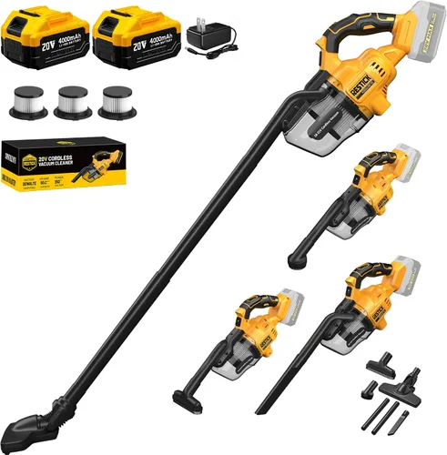 Vista 9 de Aspiradora inalámbrica compatible con batería Dewalt de 20 V (sin batería), 50 kPa 125 AW de succión fuerte 5 filtros HEPA Boquilla 4 en 1