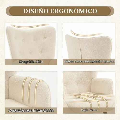 Vista 5 de Furnimart Silla de Acento de Piel Sintética Blanca Estilo Mediados de Siglo Moderno, Sillas para Sala de Estar; Cómodo Sillón de Descanso