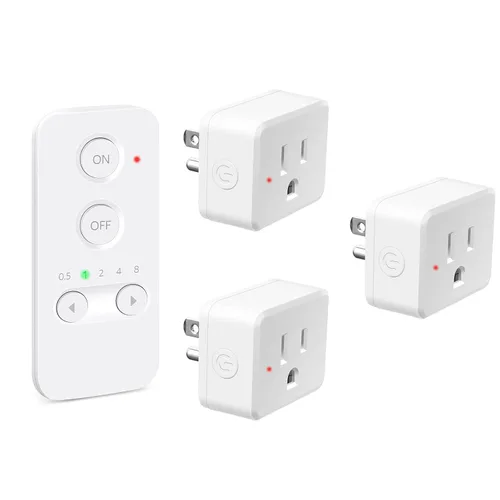 Vista 90 de NineLeaf - Enchufe de salida de control remoto, interruptor de luz de encendido y apagado inalámbrico desmontable 500FT Light Plug Decorator