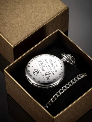 Vista 6 de Hicarer Reloj de bolsillo con texto en inglés "I Love You to Grandson" de parte del abuelo