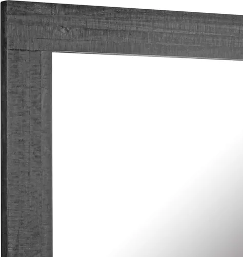 Vista 5 de Stonebriar Espejo de pared rectangular con marco de madera negra de 24 x 18 pulgadas con soportes para colgar, decoración rústica decorativa