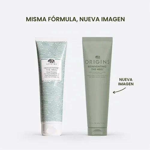 Vista 2 de Origins Reinventing the Heel Foot Cream para pies secos y agrietados Alivia la piel seca Con manteca de karité, aceite de jojoba y ácido