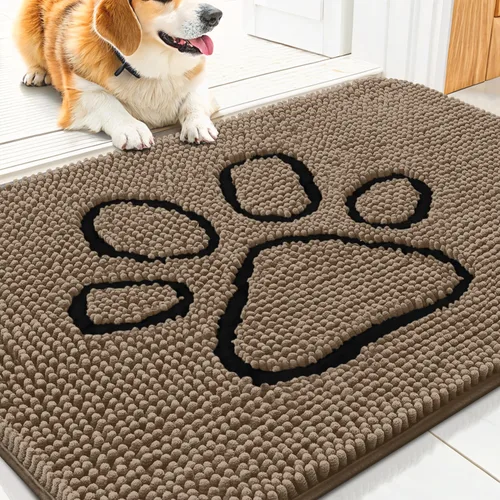 Vista 25 de Smiry Tapete para puerta de perro para patas fangosas, absorbente y Gris y negro