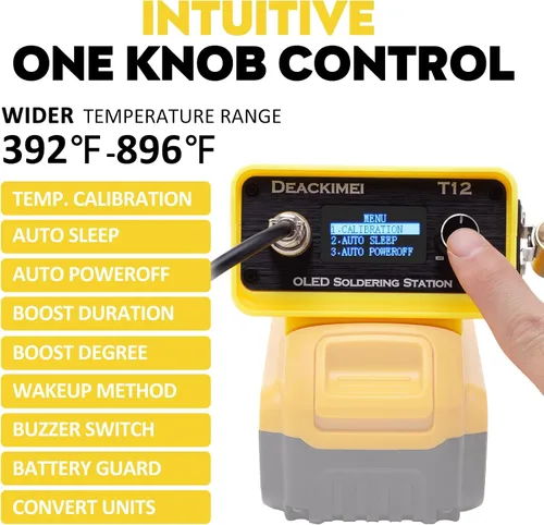 Vista 4 de Estación de soldador inalámbrico para batería Dewalt 20V Max, temperatura ajustable, suspensión automática y protección de bajo voltaje, conversión