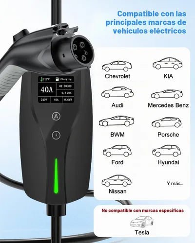 Vista 8 de SEGUMA Cargador EV de Nivel 2, Cargadores de Coche Eléctrico de 40 Amperios, Cable de 25 Pies con Enchufe NEMA 14-50, Corriente Ajustable, Retardo