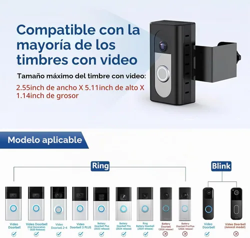 Vista 2 de KIMILAR Soporte Antirrobo para Timbre de Video Compatible con Timbre de Video Inalámbrico Ring/Blink, Accesorios de Soporte de Montaje Ajustable