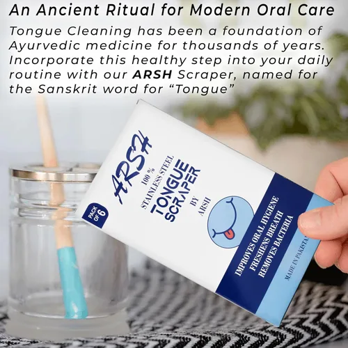Vista 5 de Rascador de lengua Arsh para adultos y niños, limpiador de lengua de acero inoxidable para cuidado bucal e higiene, limpiador de lengua para hombres