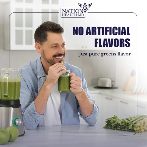 Vista 7 de Greens - Superalimento orgánico en polvo súper verdes - Suplementos diarios de verduras y frutas verdes - con probióticos, espirulina, cúrcuma