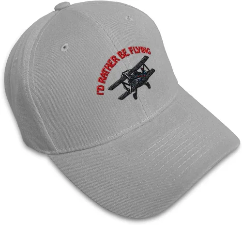 Vista 10 de Gorra de béisbol I'd Rather Be Flying Biplane Embroidery Cars & Transportation Negro