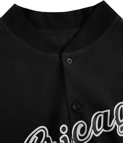 Vista 4 de SOLY HUX Camisa de manga corta con botones y estampado de letras para hombre