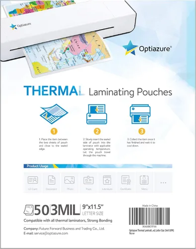 Vista 3 de Optiazure Bolsas de laminado térmico de 9 x 11.5 pulgadas, paquete de 50 hojas de 3 mil, transparentes, tamaño carta, suministros de oficina