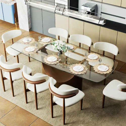 Vista 13 de POVISON Mesa de Comedor Moderna Hobart de 63" para 4, Mesa de Comedor Rectangular de Servicio Pesado Negro Mate, Superficie de Mesa de Comedor