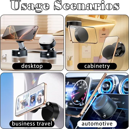 Vista 3 de Soporte magnético de succión para teléfono, compatible universal, plegable y retráctil de doble cara soporte magnético para teléfonos inteligentes