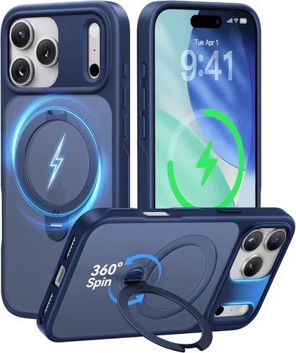 Vista 23 de CASEKOO Funda negra para iPhone 17 con soporte magnético giratorio de 360 grados