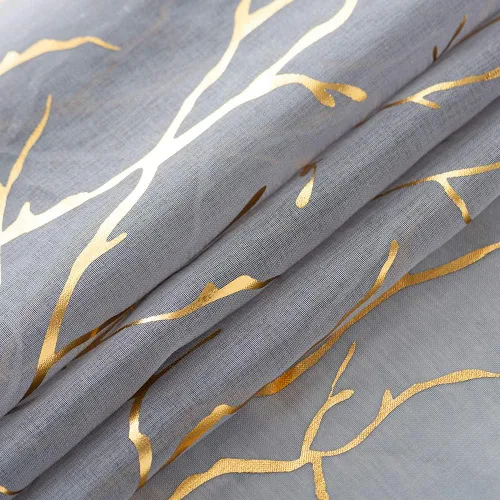 Vista 7 de Kotile Cortinas traslúcidas de rama de árbol – Cortinas traslúcidas grises con estampado de rama de árbol en lámina dorada metálica de 63 pulgadas