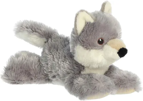 Vista 3 de Aurora® Peluche de lobo Eco Nation™ Eco Softies™ hecho de forma responsable, ideal para aventuras de juego, perfecto para cumpleaños o simplemente