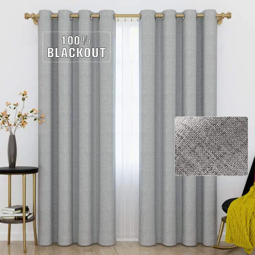 Vista 14 de Cortinas opacas con aspecto de lino de 84 pulgadas de largo, 100% absolutamente opacas, con aislamiento térmico, ahorro de energía, con textura, 2
