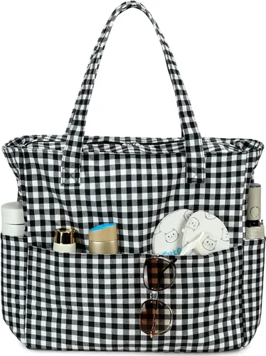 Vista 9 de Bluboon Bolsas de playa para mujer, bolsa grande impermeable con compartimento húmedo para piscina, fin de semana, viajes, gimnasio B Leopard