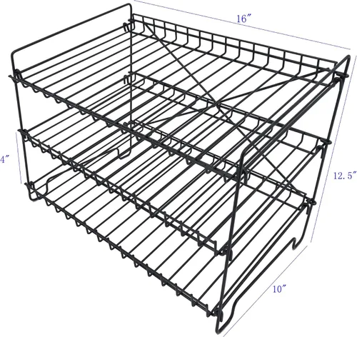 Vista 5 de FixtureDisplays® Estante de alambre de 3 niveles, organizador de latas, dispensador de tarros para armario de cocina, encimera, despensa, 16
