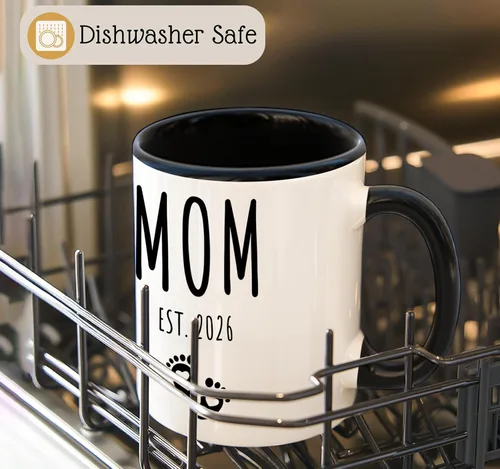 Vista 3 de Juego de tazas de café Mom Dad Est 2026, regalo para padres que esperan y nuevos padres para parejas, anuncio de embarazo, regalo de revelación