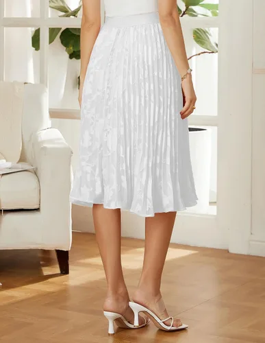 Vista 189 de GRACE KARIN - Falda plisada de gasa para mujer, con cintura alta y elástica, vuelo, corte acampanado y longitud por debajo de la rodilla