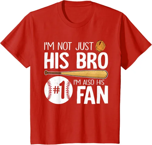 Vista 3 de Camiseta Baseball Brother I'm Not Just His Bro I'm His Number One Fan, Negro