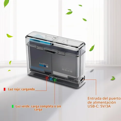 Vista 4 de Cargador de batería dual para GoPro Hero 12,11,10,9 Negro