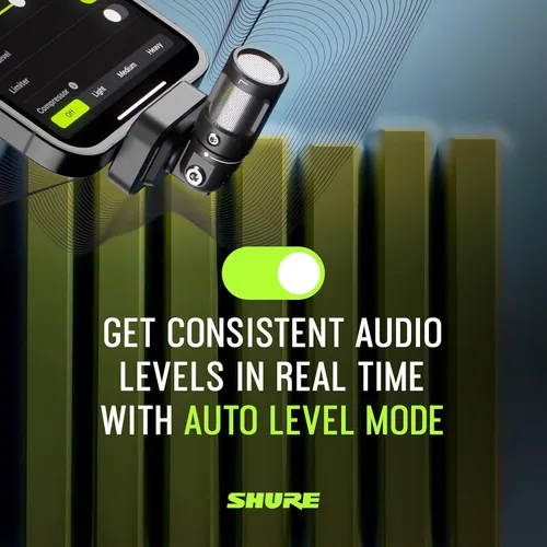Vista 7 de Shure MV88 - Micrófono USB-C para grabación móvil, micrófono portátil para vlogging con modo de nivel automático, desenoiser en tiempo real