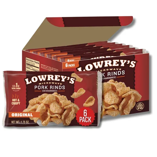 Vista 8 de Lowrey's Bacon Curls - Cortezas de cerdo para microondas (chicharrones), picantes y picantes, 1.75 onzas (paquete de 6) (el embalaje puede variar)