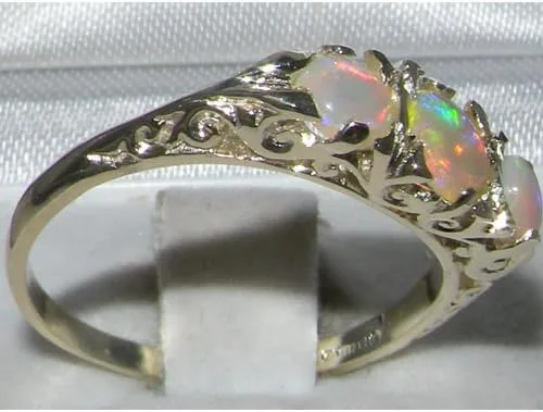 Vista 3 de Anillo de plata de ley 925 con ópalo auténtico para mujer