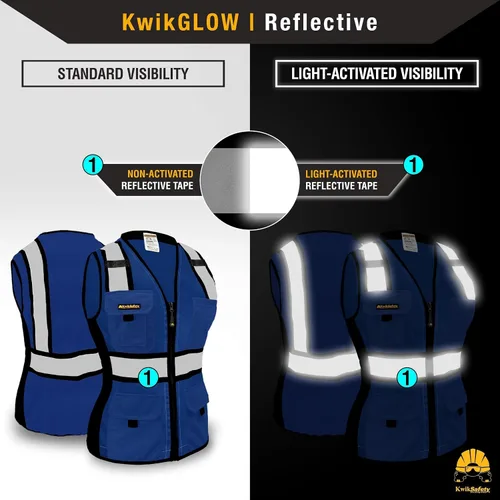 Vista 5 de KwikSafety - Multi-Color Safety Vest for Women Premium Reflective High Visibility Vest, ANSI Class Unrated