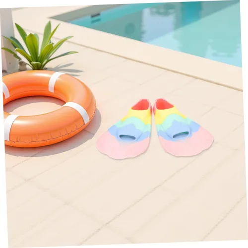 Vista 7 de Aletas de silicona flexibles y cómodas para entrenamiento de natación y esnórquel, diseño portátil de hoja corta para niños y principiantes